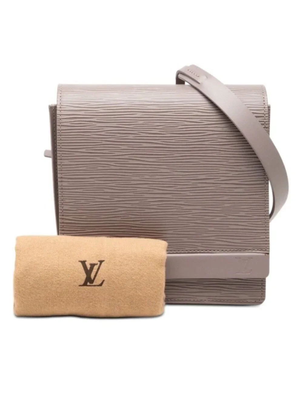 Louis Vuitton Epi Biarritz Shoulder Bag Gray Leather